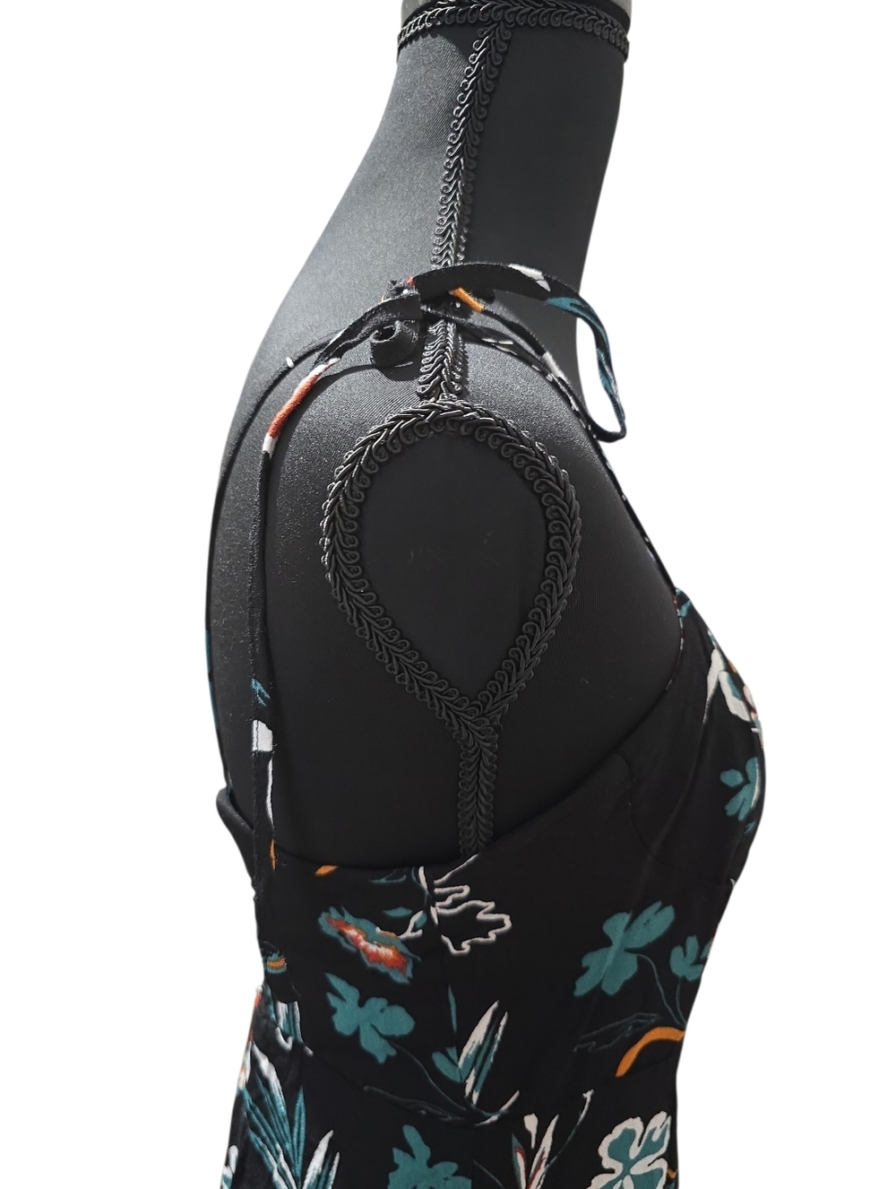 Forever 21 Floral Black Midi Slip Dress with Spaghetti Straps M - Picture 5 of 5